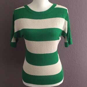 Express Green & White Striped Knit Top